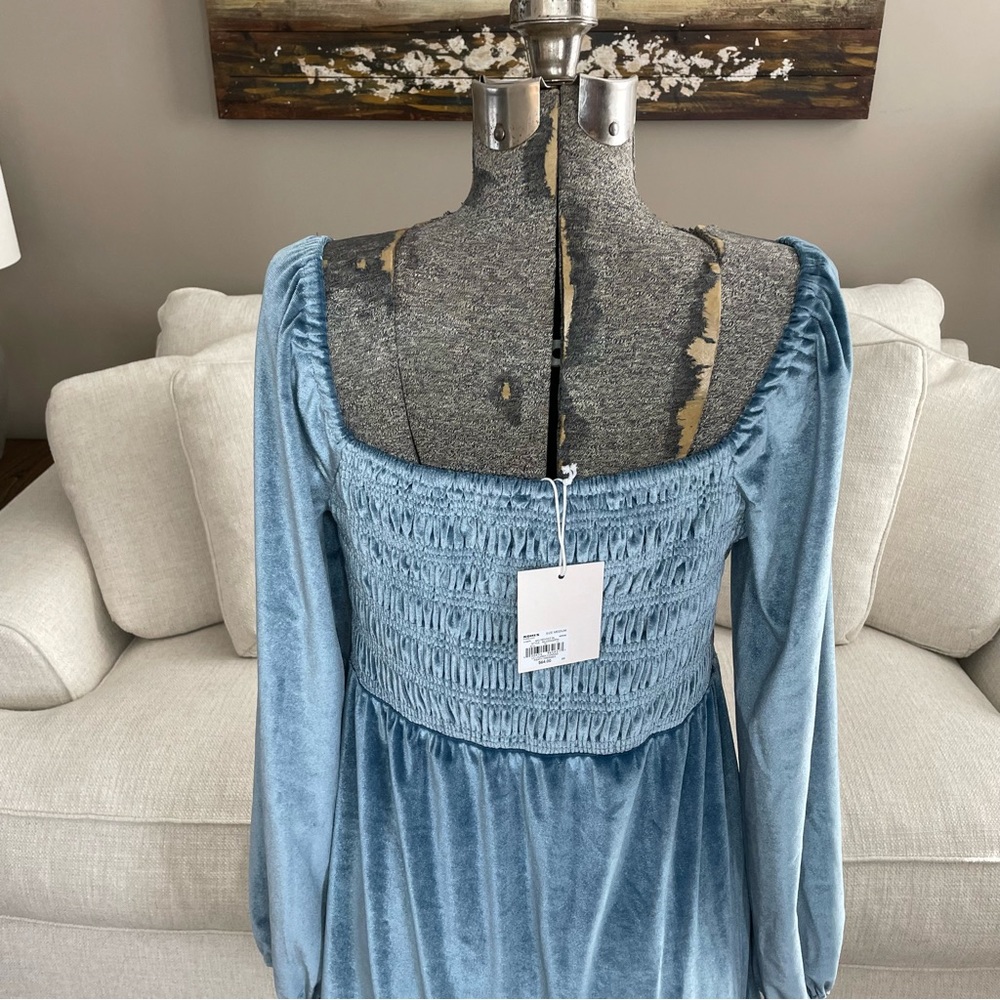 XS S M L XL XXL NWT LC Lauren Conrad blue velvet party babydoll dress - Picture 8 of 13